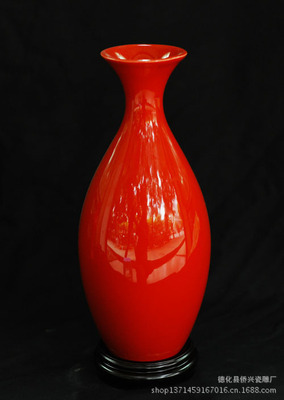 【中國紅小梅瓶 中國紅 陶瓷花瓶 禮品 家居擺件 廠家直銷】價格,廠家,圖片,陶瓷工藝品,德化縣僑興瓷雕廠-